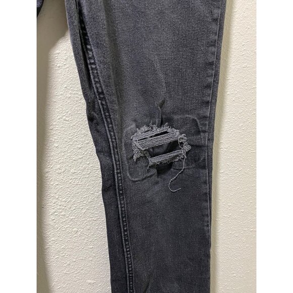 Old Navy Slim BuiltIn Flex Jeans Mens 34x32 Washed Black Distressed Ripped Knees - Picture 6 of 13